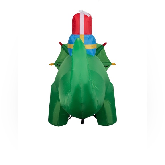 HolidayTime 9 Foot Airblown Festive Triceratops With Gift Boxes.